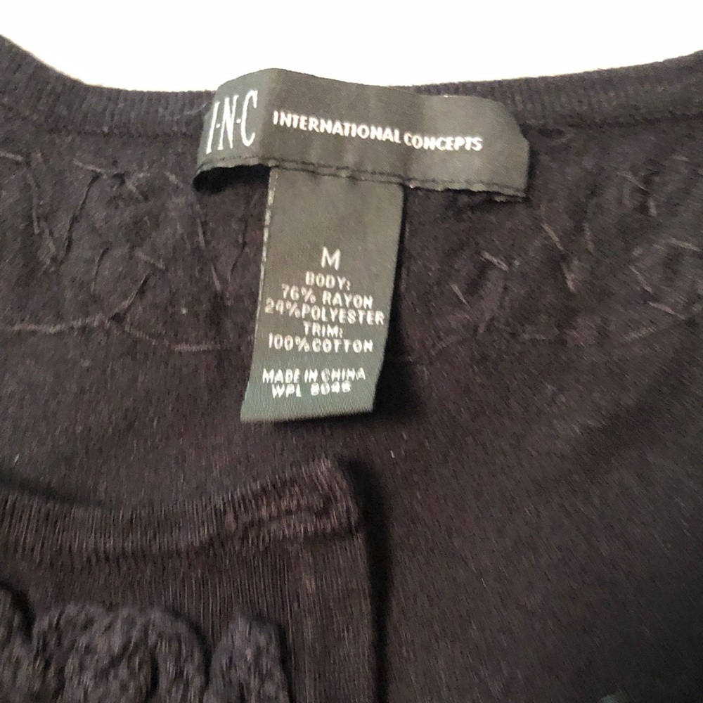 INC International Concepts Embellished Black Knit Cardigan